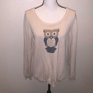 Croft & Barrow Beige Owl Crewneck Sweater